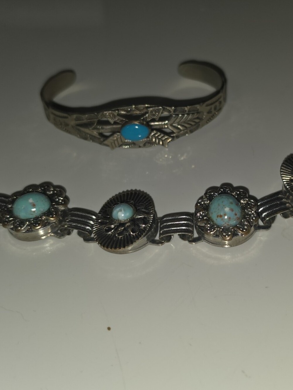 Source Unknown Turquoise Blue Stone Silver-Tone Bracelet and Cuff Set